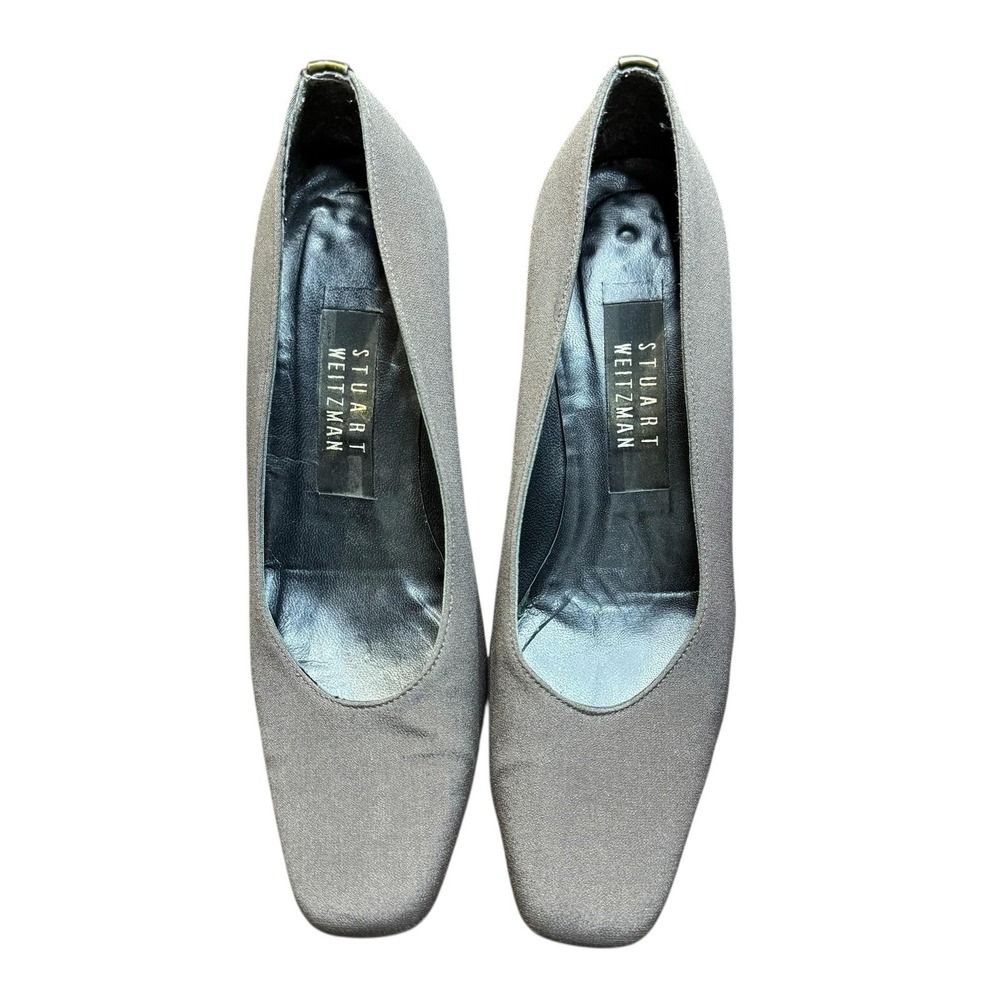 Stuart Weitzman Shoes Womens Size 6C Gray Block Heel Square Toe Dress Pumps